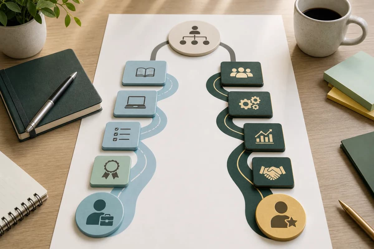Two project management certification paths representing CAPM and PMP progression